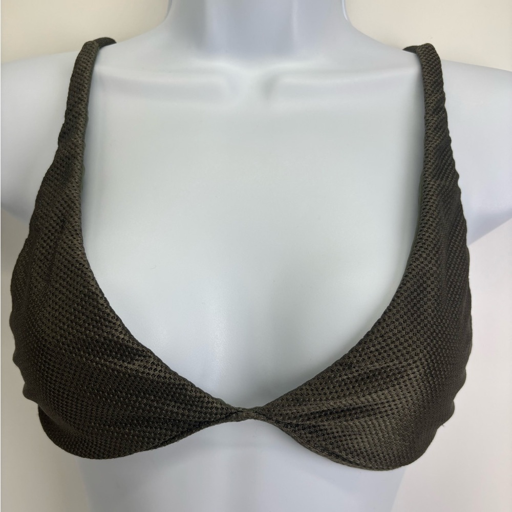 Salinas Brazil bikini top small textured olive green mesh
